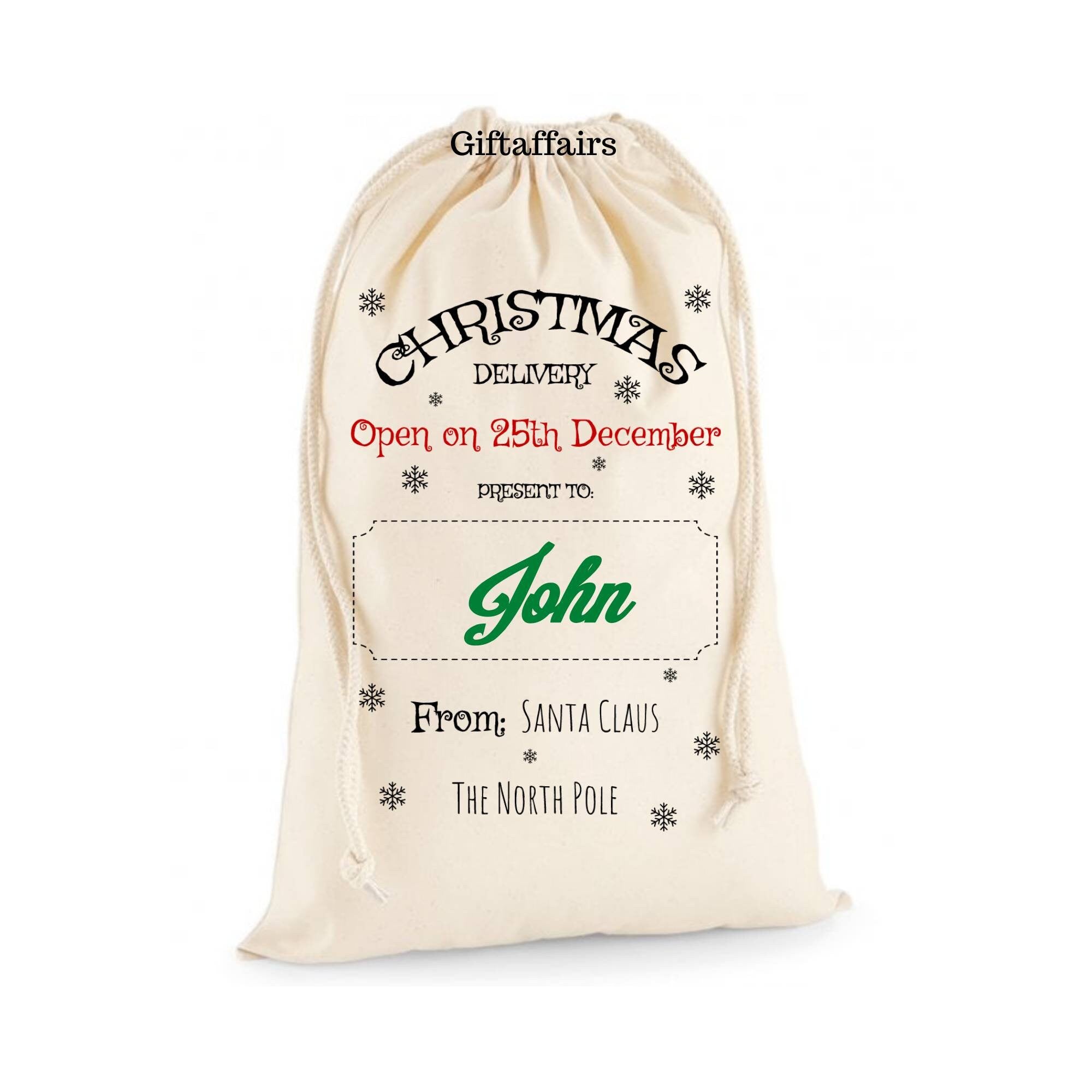 Personalised Santa Sacks | Stockings for Christmas| Kids Gift Bags | Christmas Eve Box Idea | Custom Xmas Gift| Personalised Bags